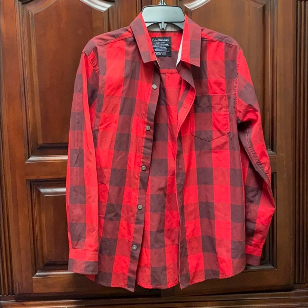 Calvin Klein button down red shirt